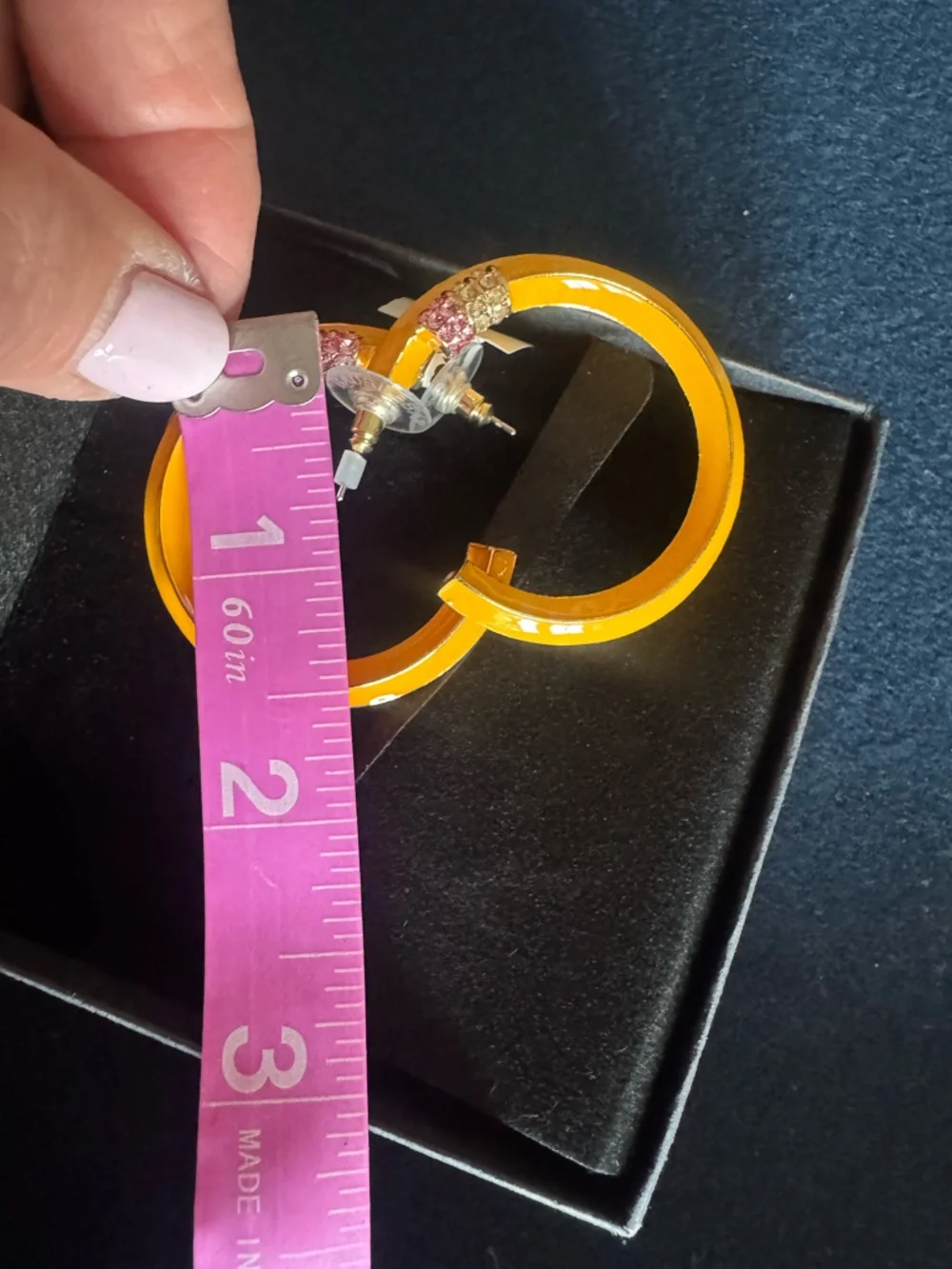 Yellow “Pencil”Hoop Earrings with Pink “eraser”Crystal Accents - SO FUN✏️✏️